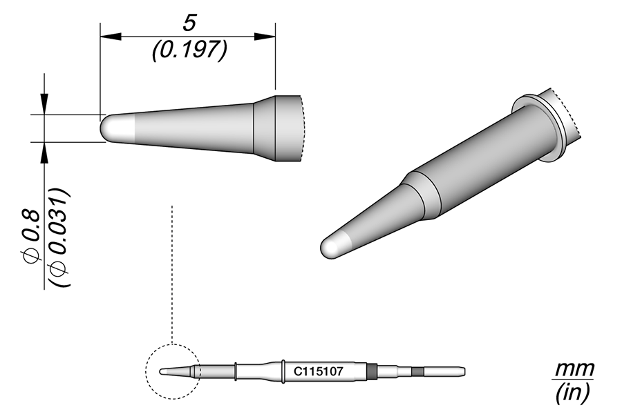 C115107 - Cartridge Conical  Ø 0.8